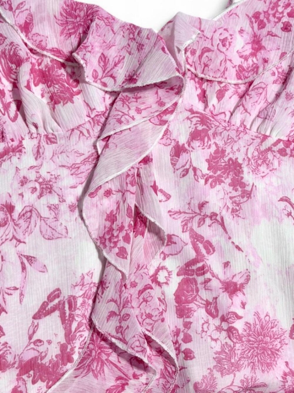 Pink Floral Ruffle Tank Top - Picture 6 of 8
